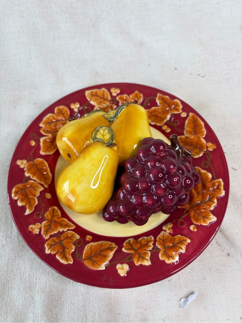 Bella Casa by Ganz White Ceramic Plate with Pink Rim